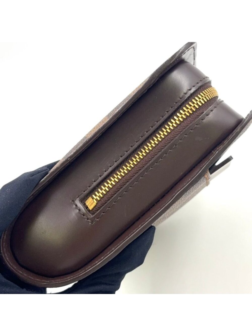 Louis Vuitton Damier Saint Ebene Second Leather Brown Clutch Gold - Picture 15 of 15